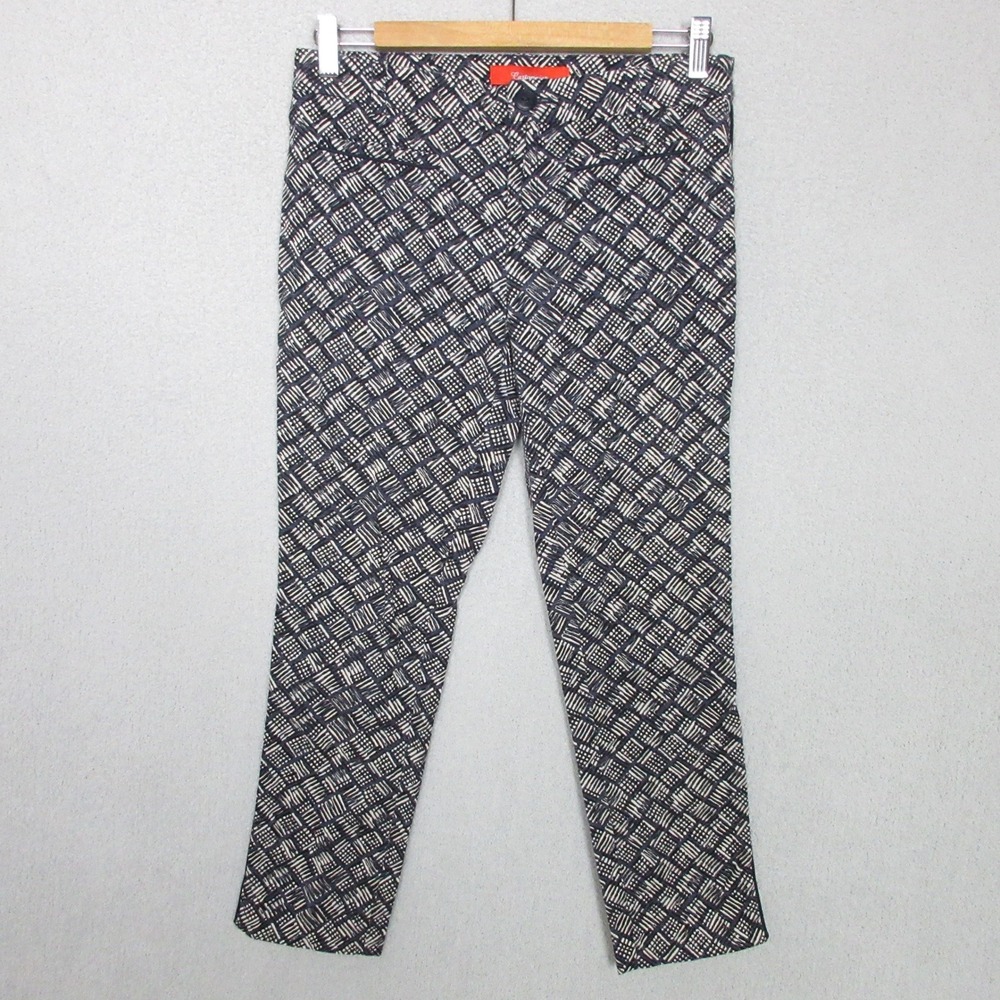 Anthropologie Cartonnier Charlie Ankle Pants Geometric Print Navy Blue 8